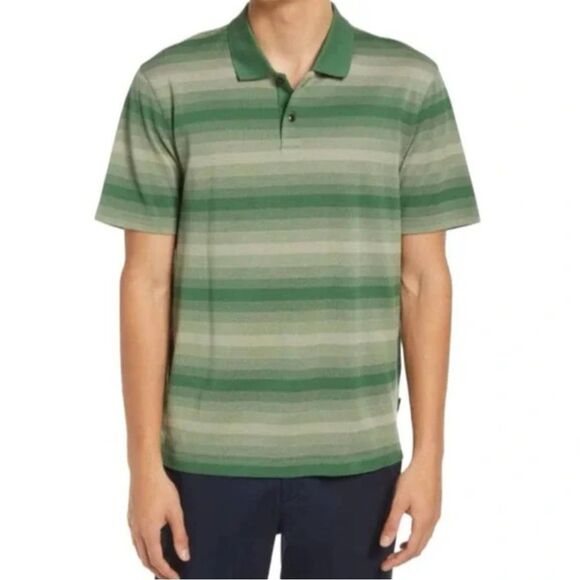 Ted Baker Omeath SS Striped Polo Striped Green Size 5 (US XL) - NWT - Picture 1 of 10